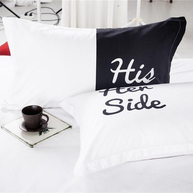 black and white her side his side 3d bedding set bedroom decor 5352