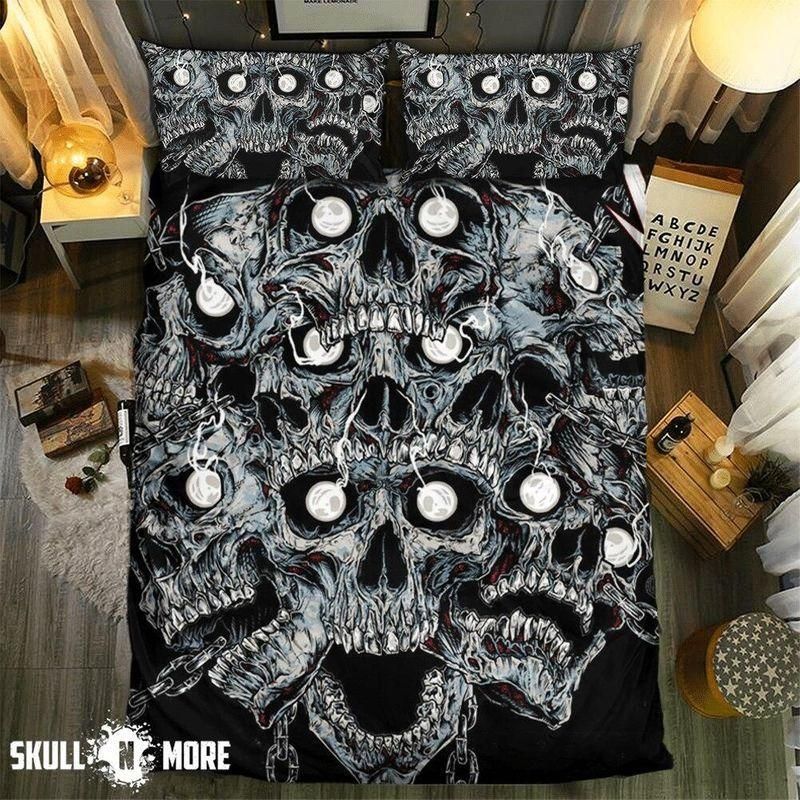 Black And White Skull Rock Printed Bedding Set Bedroom Decor black and white skull rock printed bedding set bedroom decor 7221