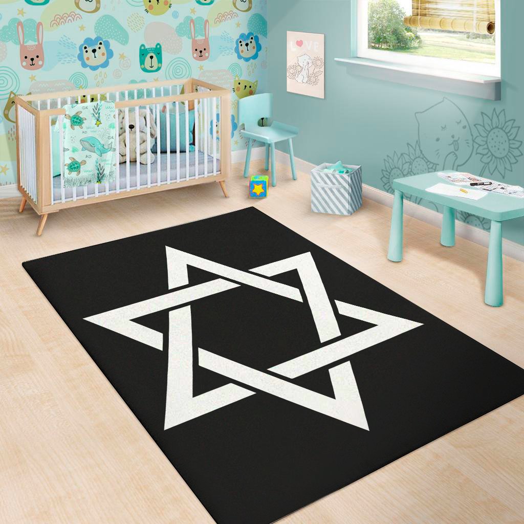 black and white star of david print area rug floor decor 2324