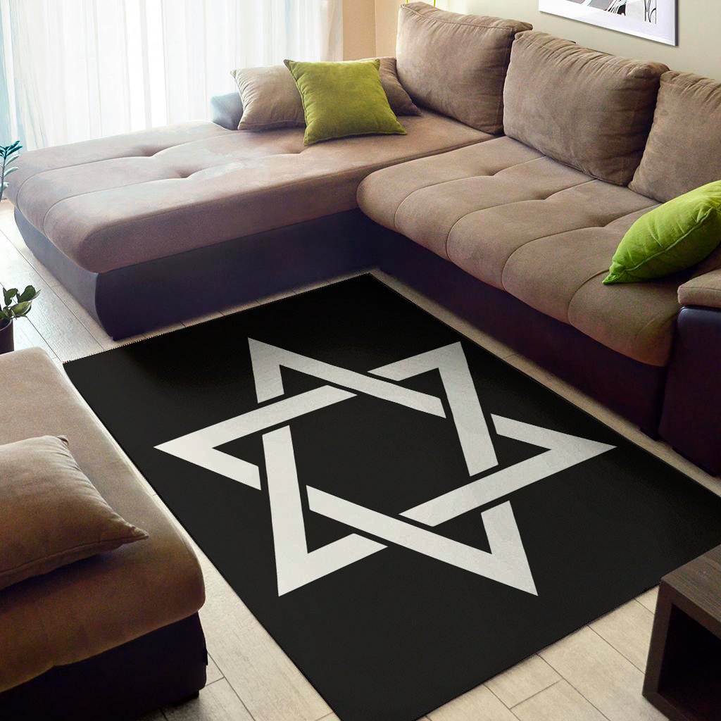 black and white star of david print area rug floor decor 3761