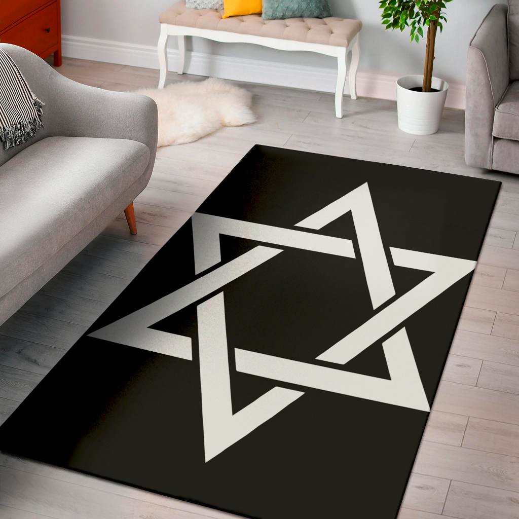 black and white star of david print area rug floor decor 3762