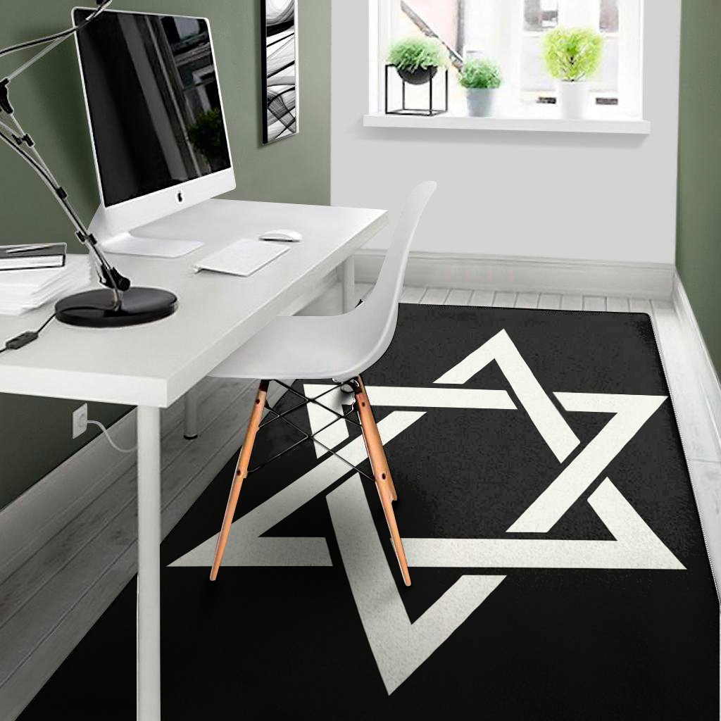 black and white star of david print area rug floor decor 7545