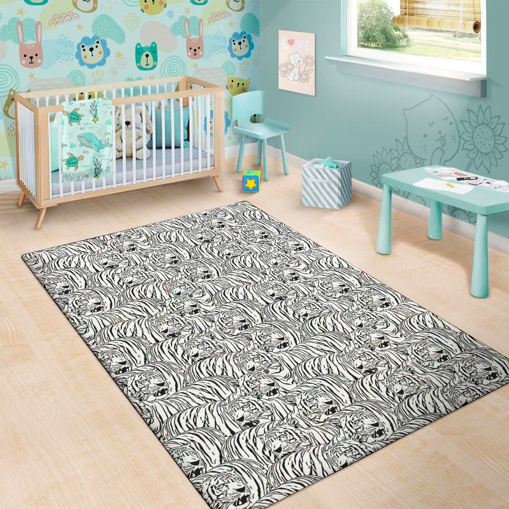 black and white tiger pattern print area rug floor decor 1420