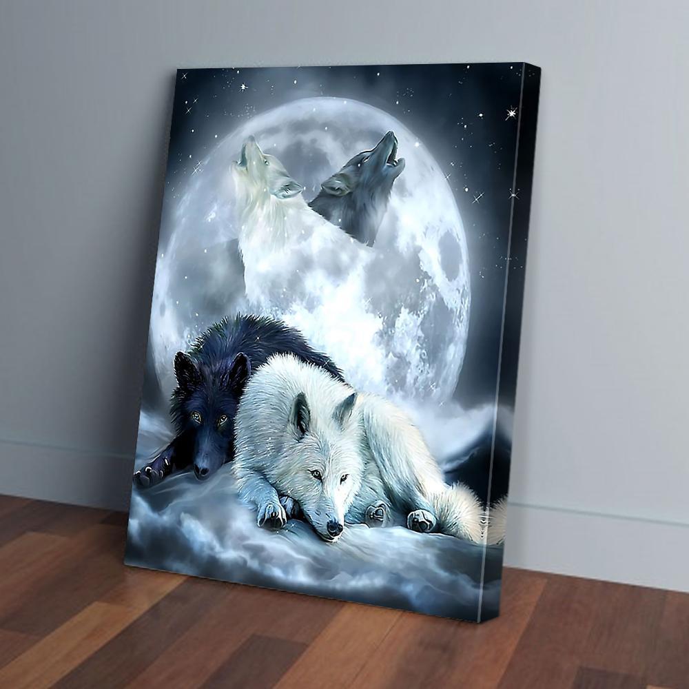 black and white wolf canvas prints wall art decor 6160