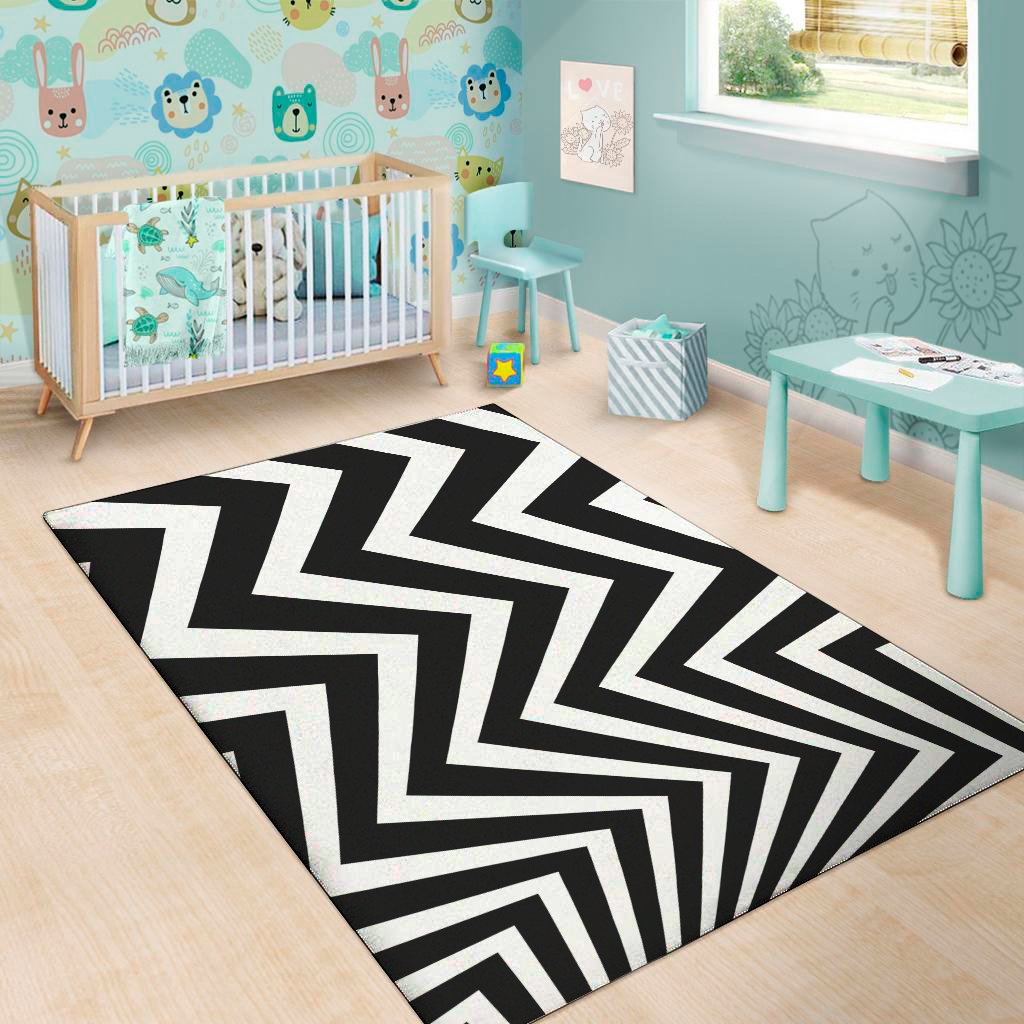 Black And White Zigzag Dazzle Print Area Rug Floor Decor black and white zigzag dazzle print area rug floor decor 4175