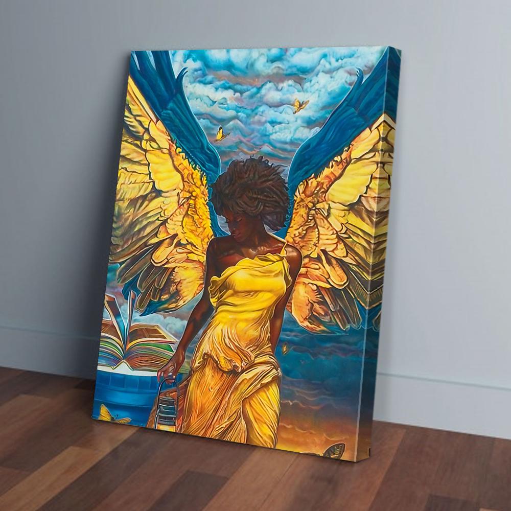 Black Angelic Guidance Black Women Canvas Prints - Wall Art Decor black angelic guidance black women canvas prints wall art decor 6024