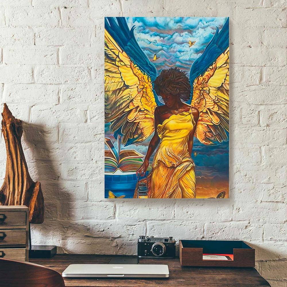 Black Angelic Guidance Black Women Canvas Prints - Wall Art Decor black angelic guidance black women canvas prints wall art decor 7223