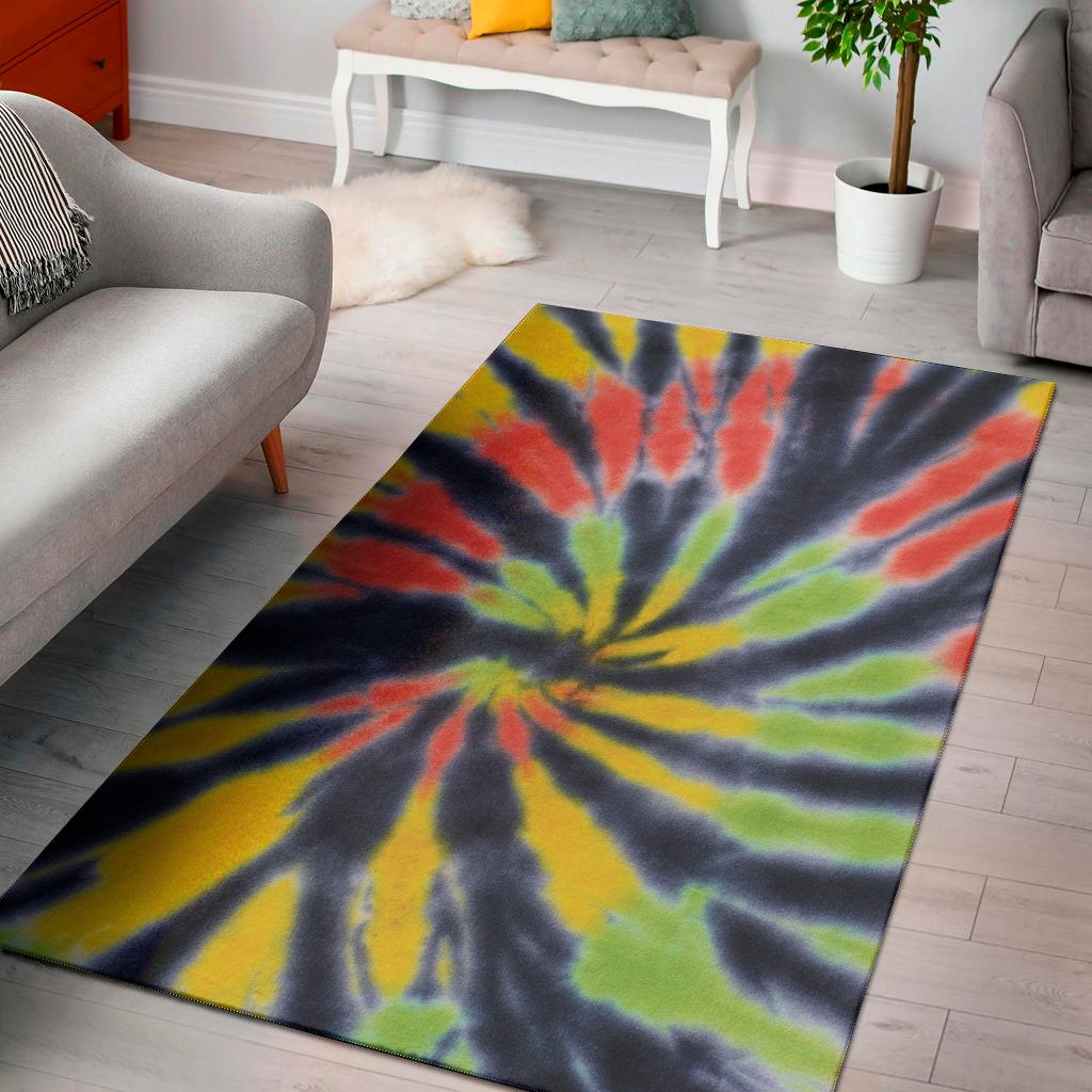 black backed spiral tie dye print area rug floor decor 6300