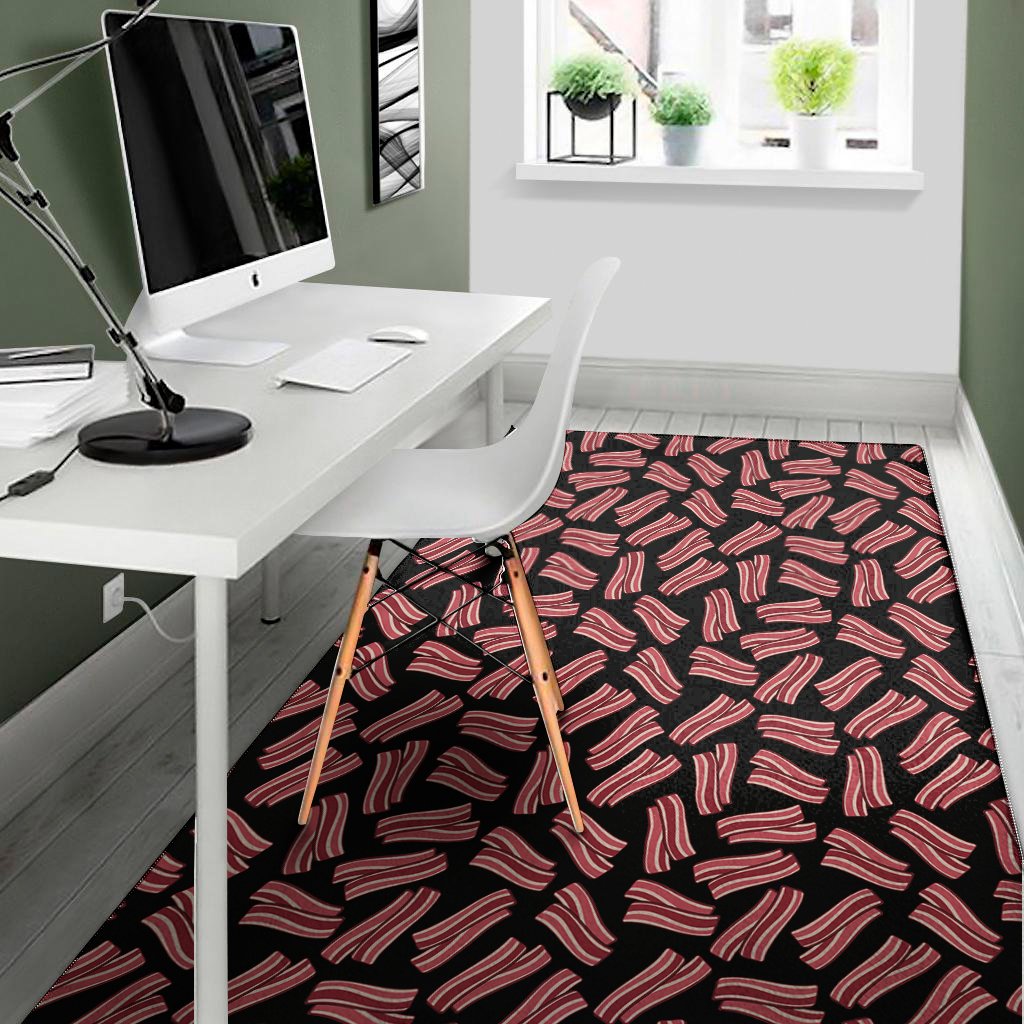 black bacon pattern print area rug floor decor 6512