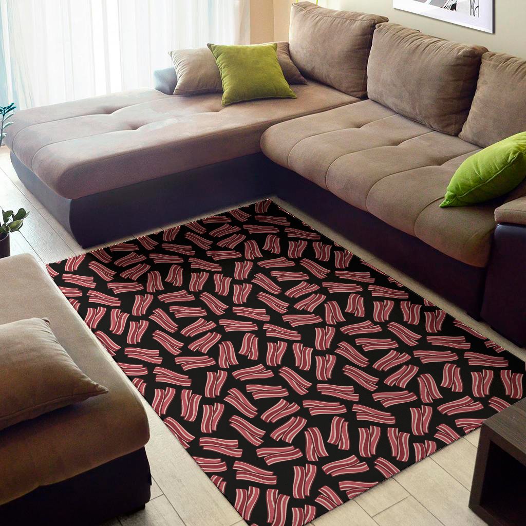 black bacon pattern print area rug floor decor 7957