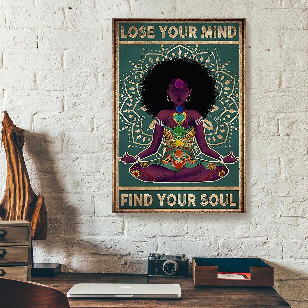 black girl yoga canvas prints wall art decor 5036