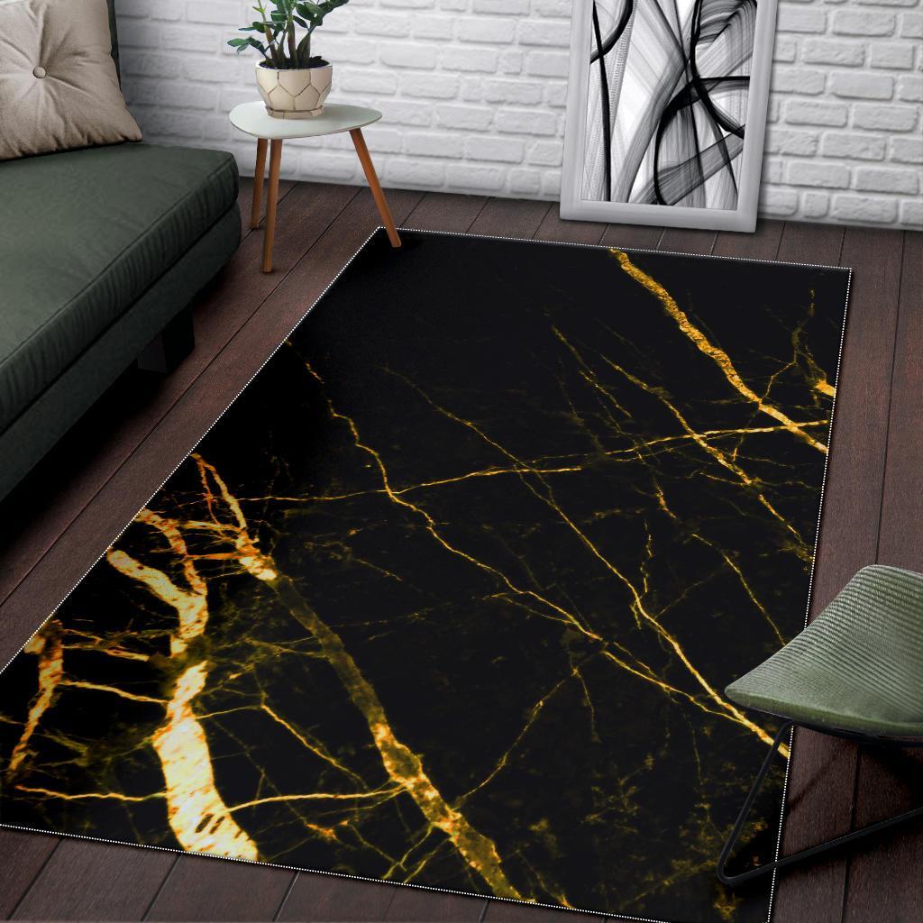 black gold scratch marble print area rug floor decor 4783