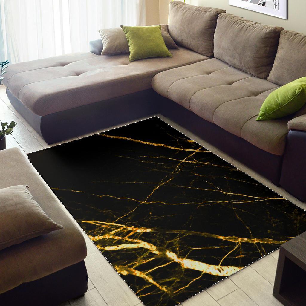black gold scratch marble print area rug floor decor 6110