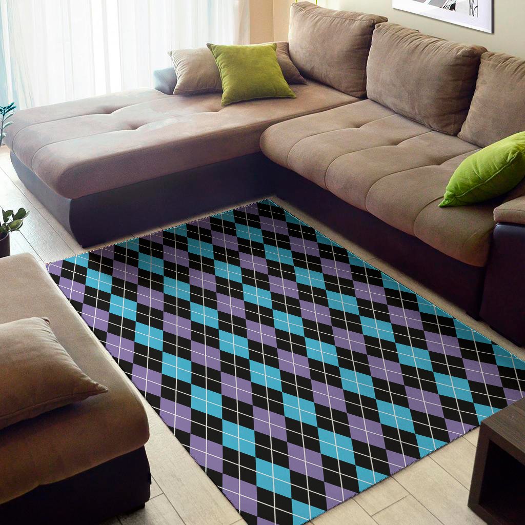black purple and blue argyle print area rug floor decor 2419