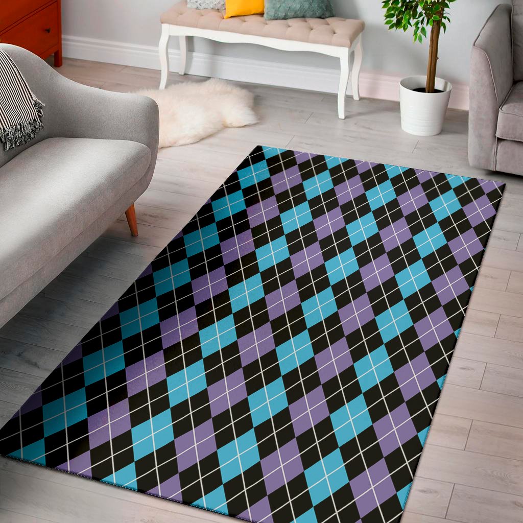 black purple and blue argyle print area rug floor decor 3351