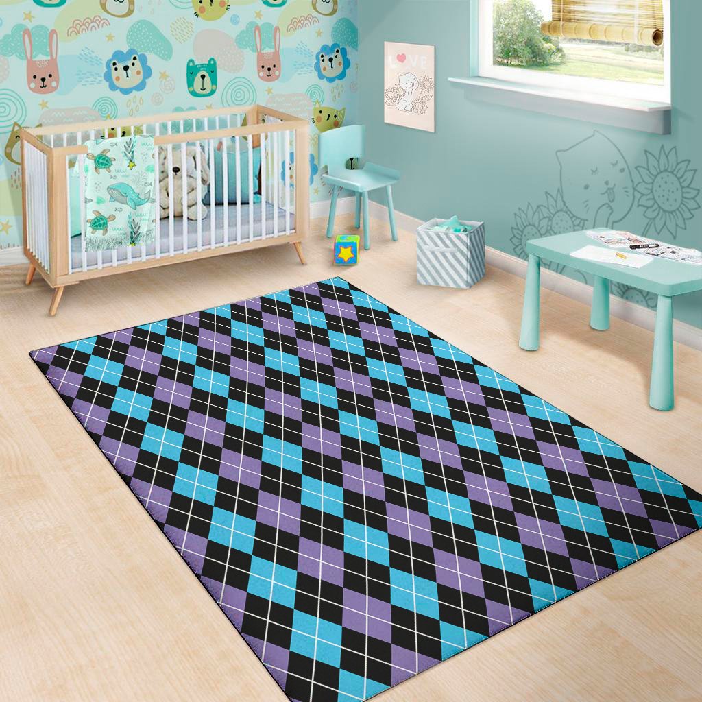 black purple and blue argyle print area rug floor decor 4657