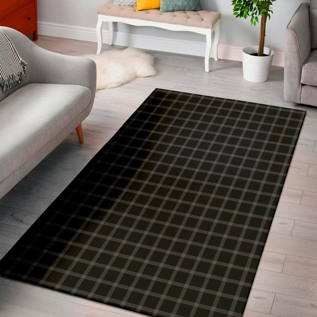 black tattersall pattern print area rug floor decor 1922