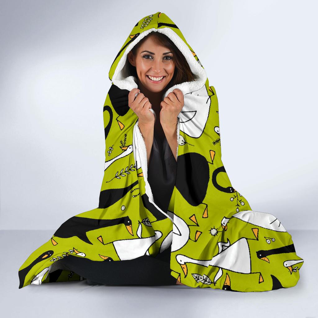 black white duck mallard pattern prin hooded blanket cloak blanket 2244
