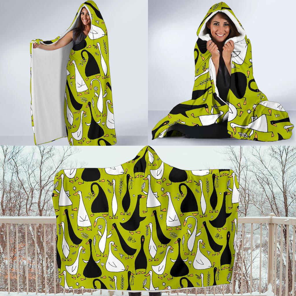 black white duck mallard pattern prin hooded blanket cloak blanket 3372