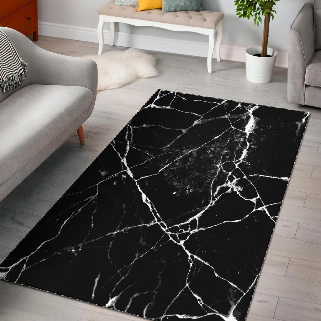 black white natural marble print area rug floor decor 3065