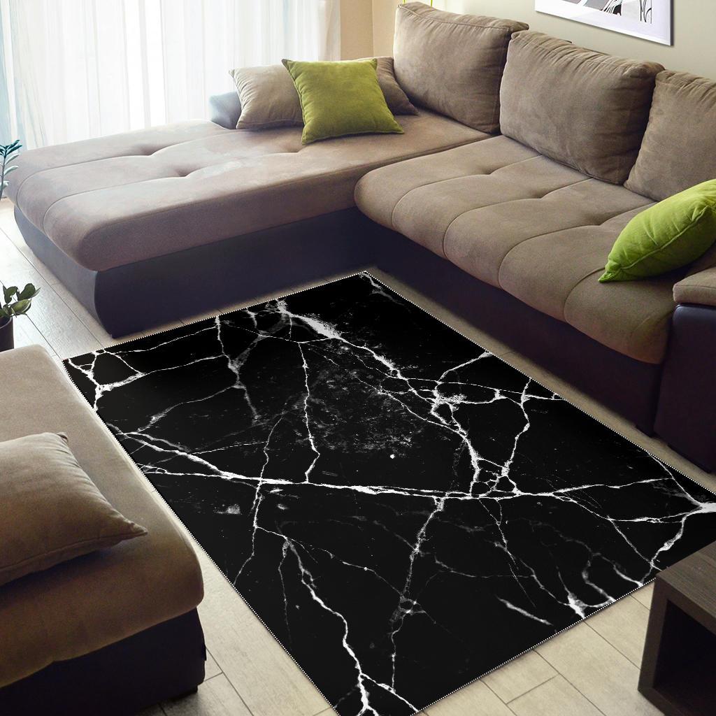 black white natural marble print area rug floor decor 3824
