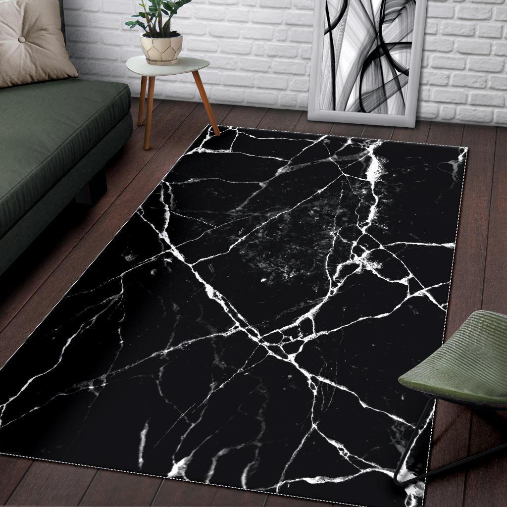 black white natural marble print area rug floor decor 5548