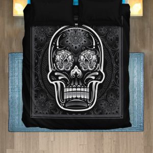 black white skull art duvet cover bedding set 1577