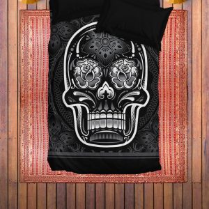 black white skull art duvet cover bedding set 4519