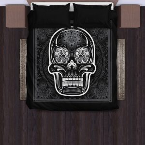 black white skull art duvet cover bedding set 6883