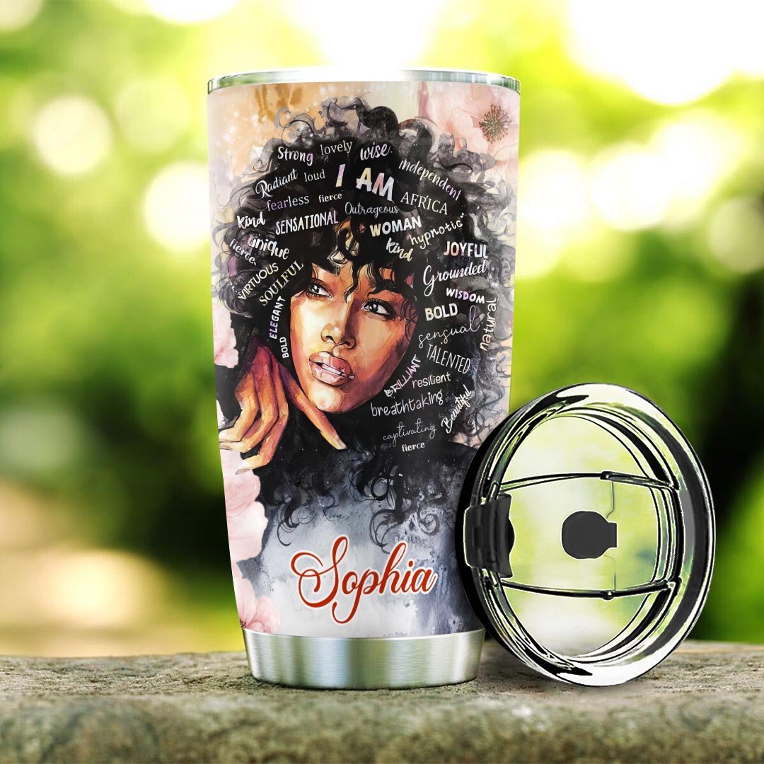 Black Woman Blessed BWM Personalized Stainless Steel Tumbler black woman blessed bwm personalized stainless steel tumbler 8263