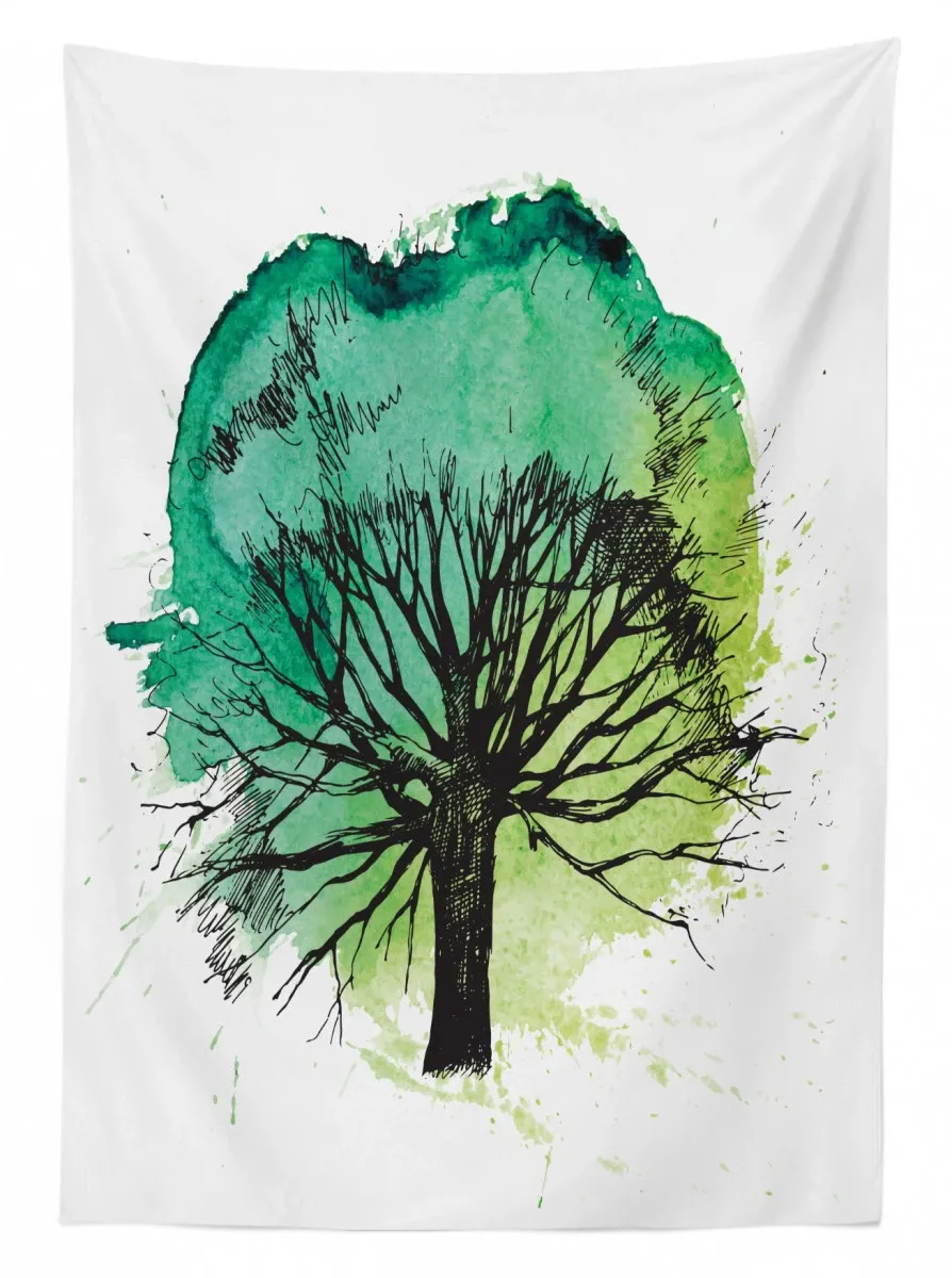blended watercolor leaf 3d printed tablecloth table decor 3420