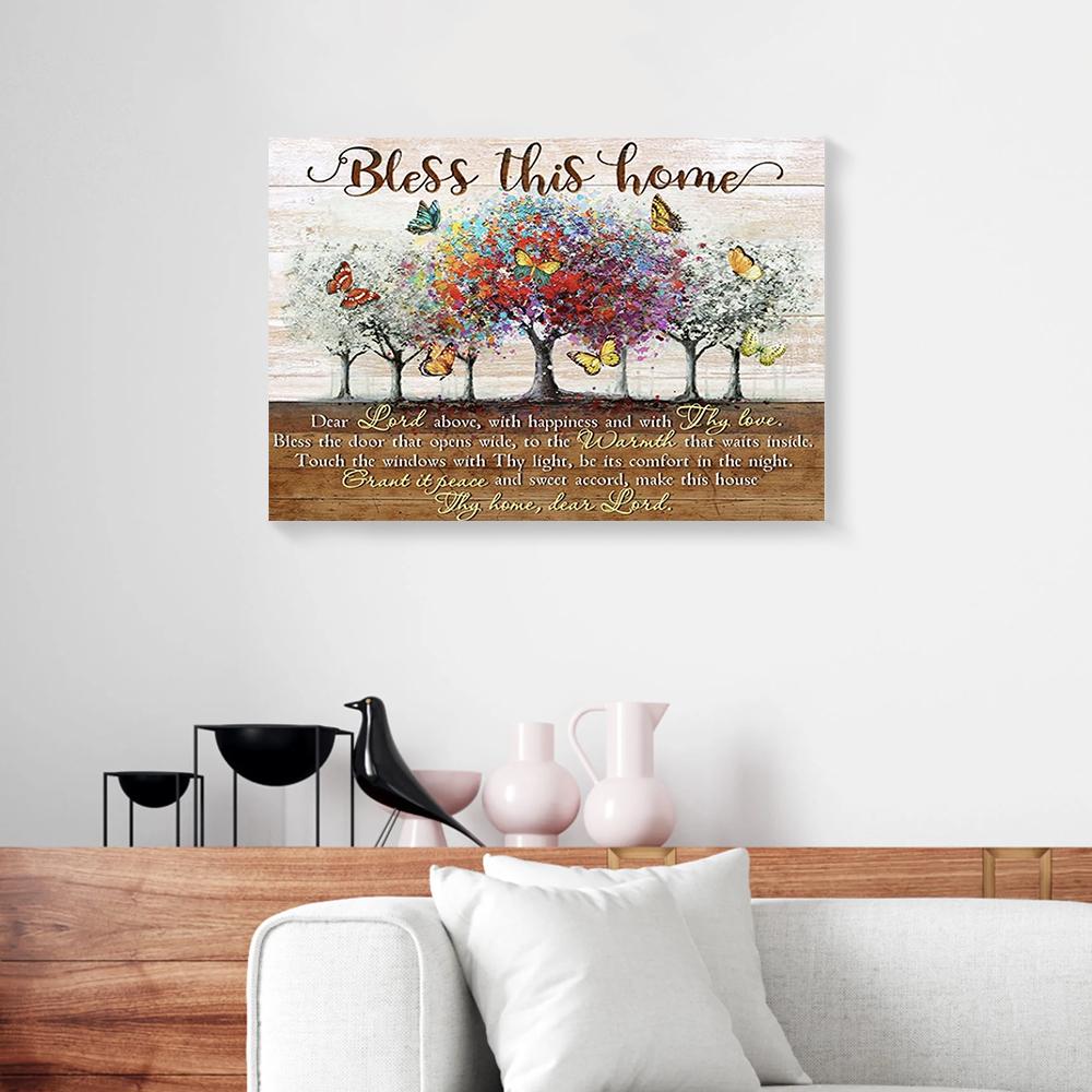 bless this home butterfly canvas prints wall art decor 1648