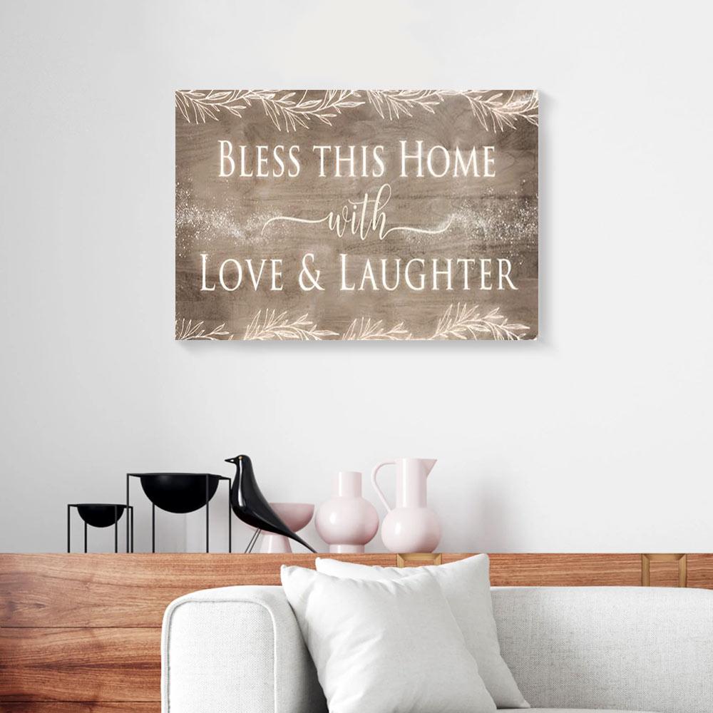bless this home with love and laughter home leaves canvas prints wall art decor 4635