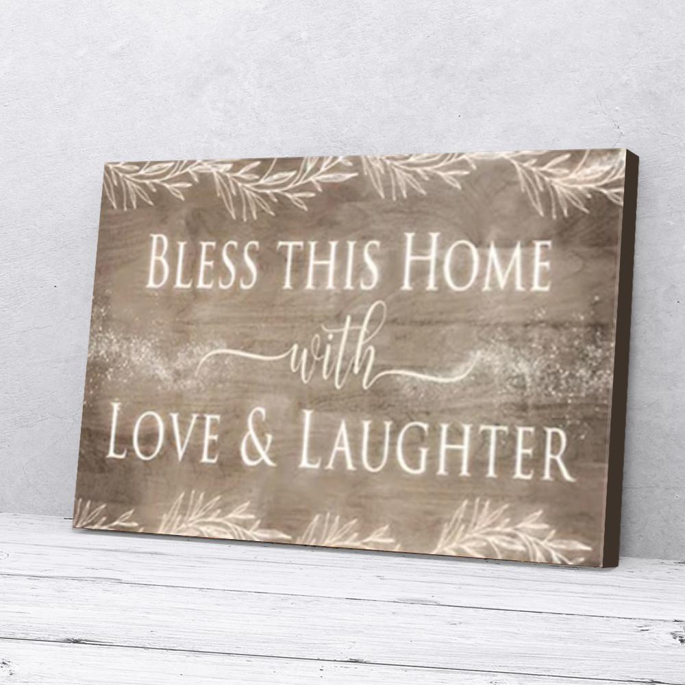 bless this home with love and laughter home leaves canvas prints wall art decor 6893