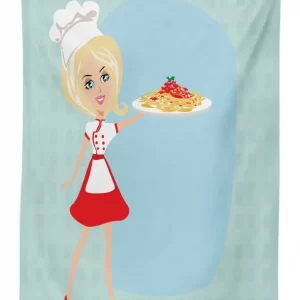 blonde chef with spaghetti 3d printed tablecloth table decor 4431