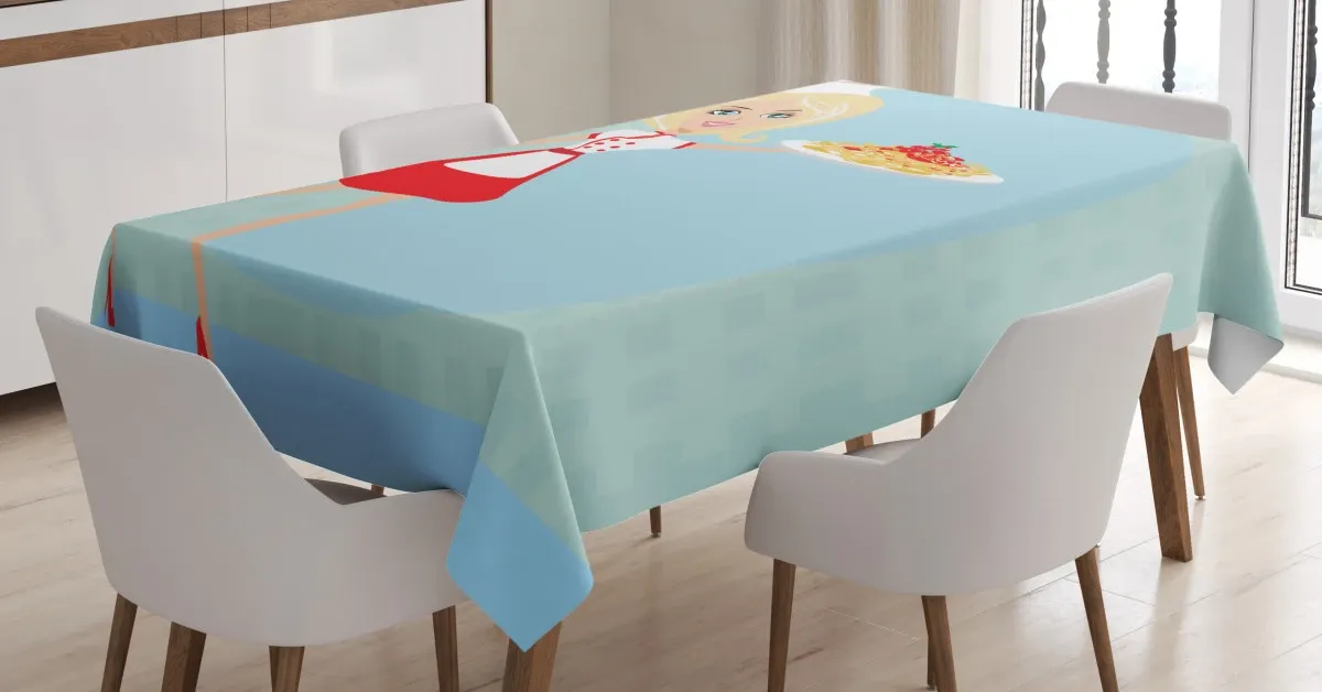 blonde chef with spaghetti 3d printed tablecloth table decor 6096