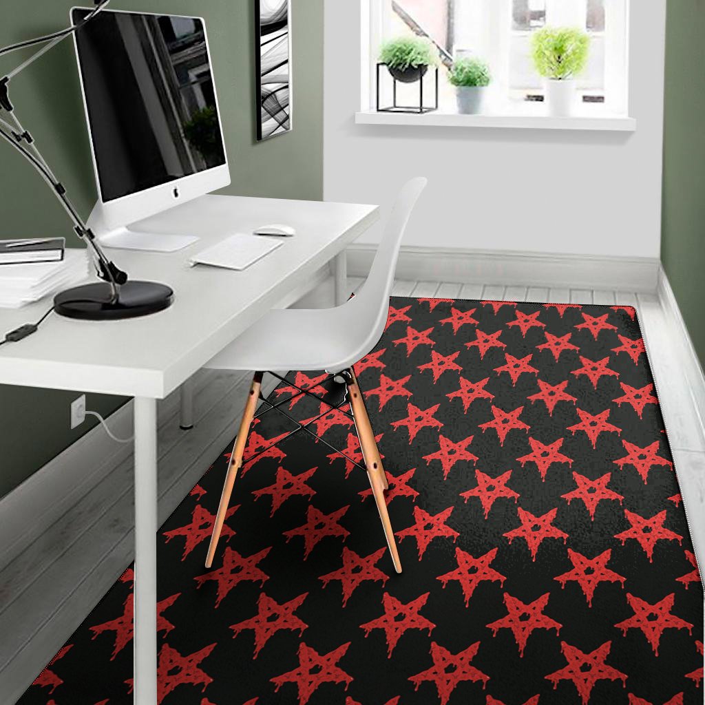 Bloody Satanic Pentagram Pattern Print Area Rug Floor Decor bloody satanic pentagram pattern print area rug floor decor 5107