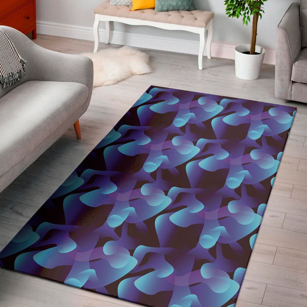blue abstract spirit print area rug floor decor 1062