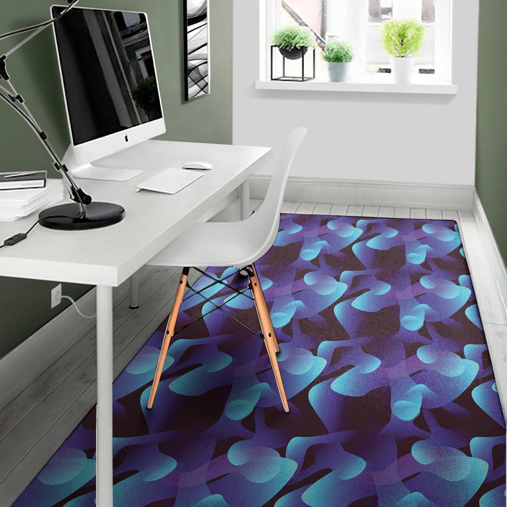 blue abstract spirit print area rug floor decor 1263