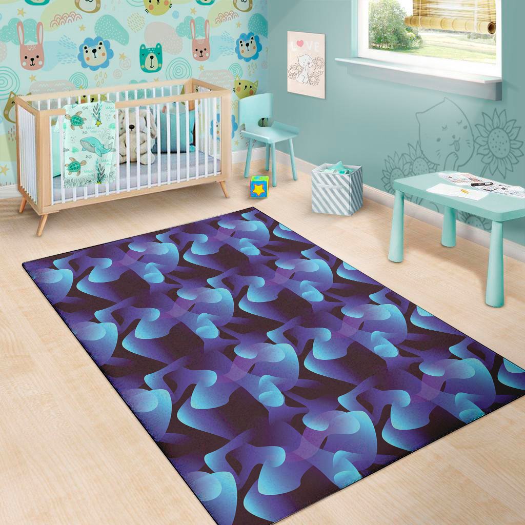blue abstract spirit print area rug floor decor 6081