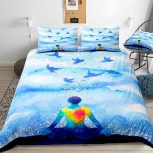 blue abstract yoga duvet cover bedding set 5527