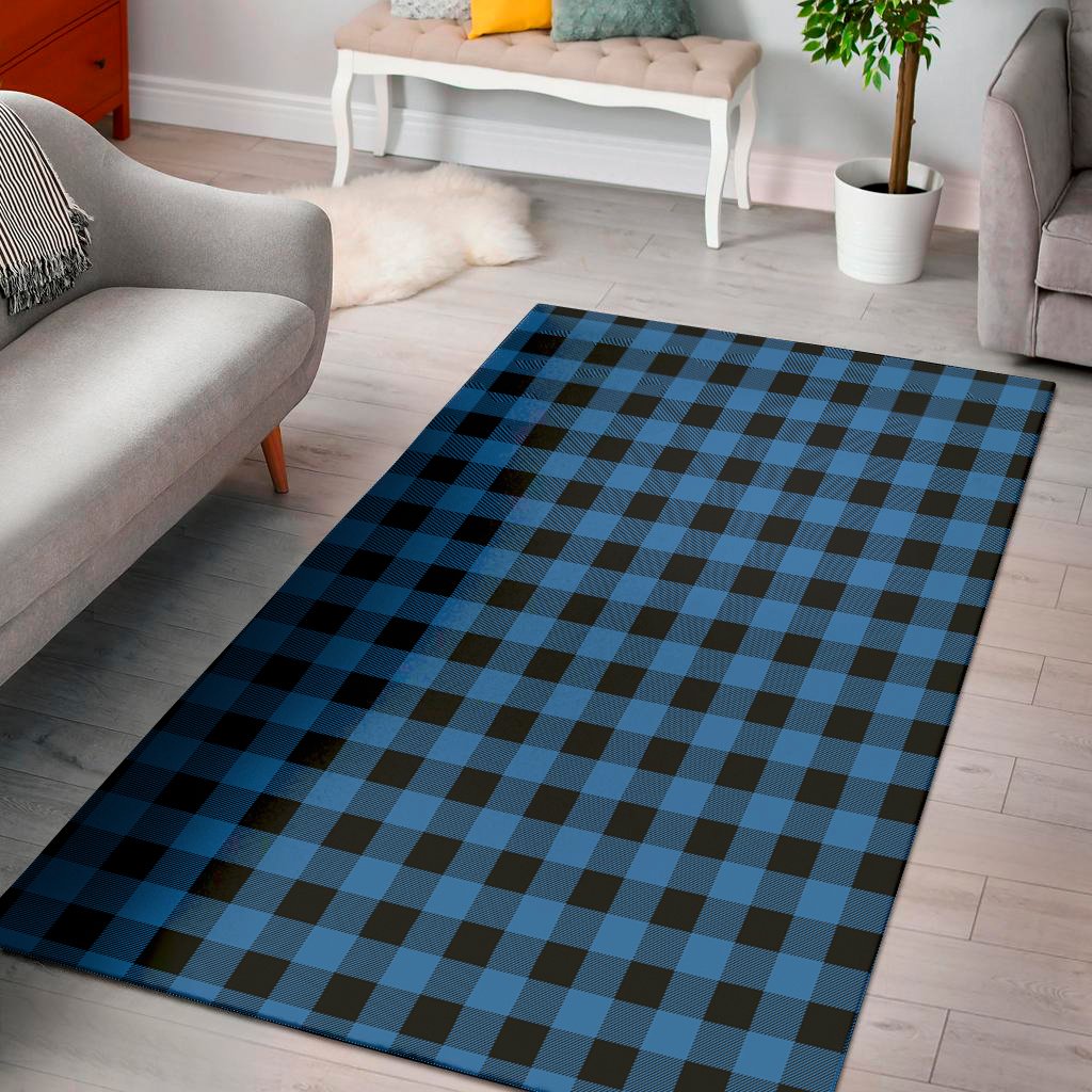 blue and black buffalo check print area rug floor decor 8547