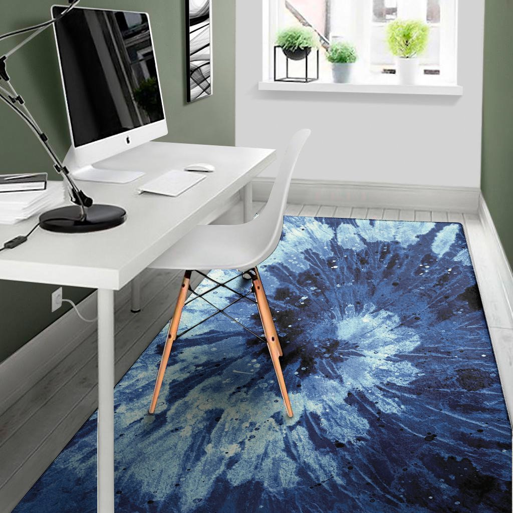 blue and black tie dye print area rug floor decor 5192