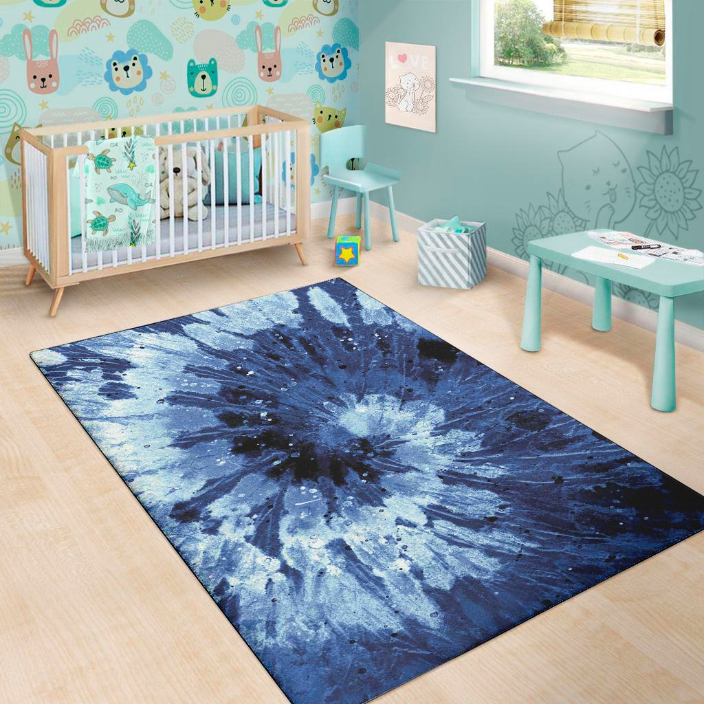 blue and black tie dye print area rug floor decor 6478