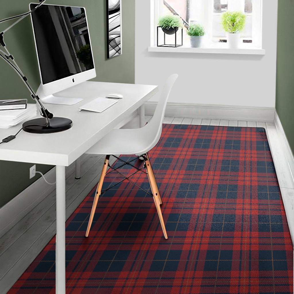 blue and red tartan pattern print area rug floor decor 1142