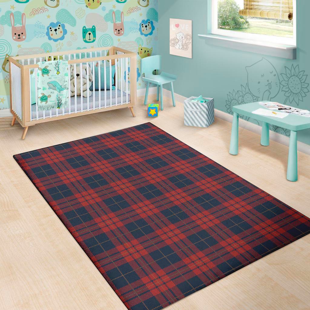 blue and red tartan pattern print area rug floor decor 3254
