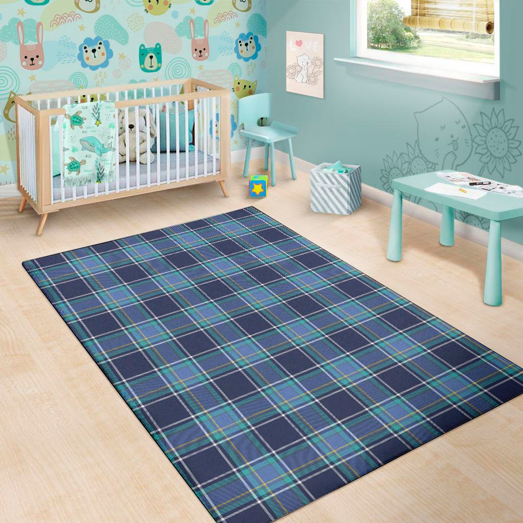 blue and teal tartan pattern print area rug floor decor 4253