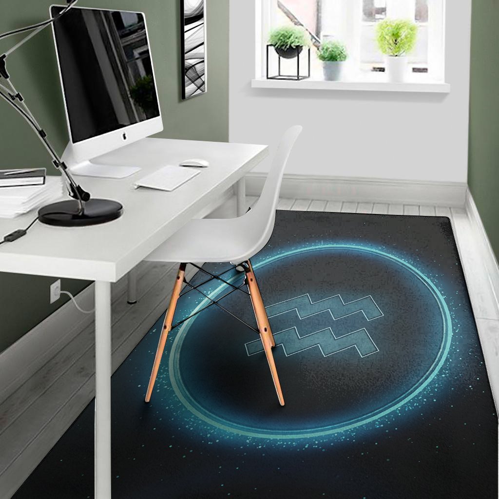 blue aquarius zodiac sign print area rug floor decor 1582