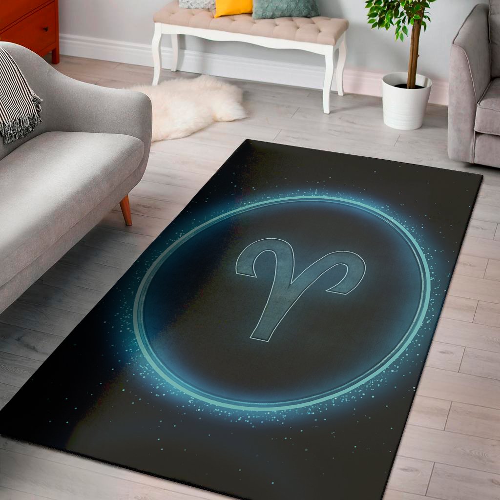 Blue Aries Zodiac Sign Print Area Rug Floor Decor blue aries zodiac sign print area rug floor decor 4014