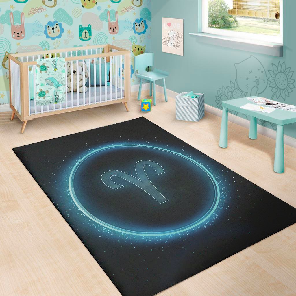 Blue Aries Zodiac Sign Print Area Rug Floor Decor blue aries zodiac sign print area rug floor decor 4739